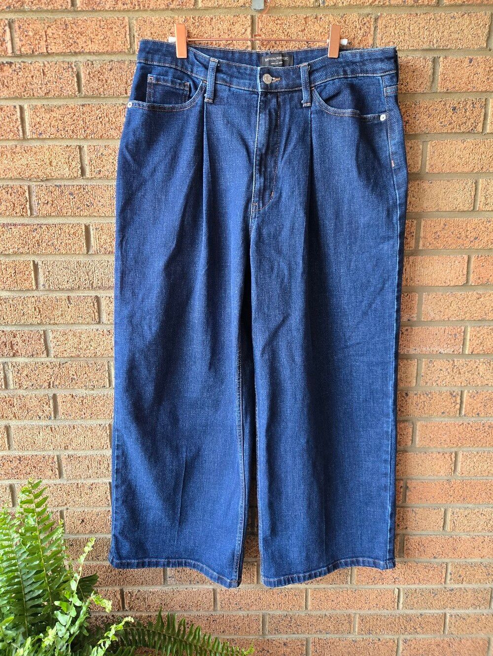 Banana Republic Washwell Wide Leg Crop Jeans Dark Wash Size 31/12 Tall